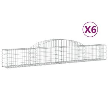 Arched Gabion Baskets - 6 pcs Galvanised Iron Garden Barriers