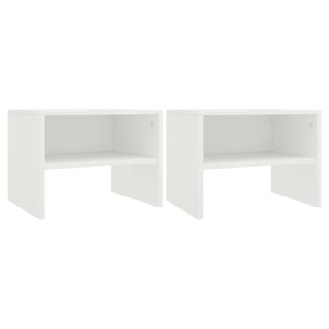 Elegant White Bedside Cabinets – Set of 2 | HipoMarket