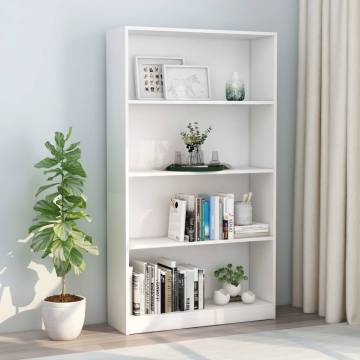 4-Tier White Book Cabinet - Stylish & Durable Storage Solution