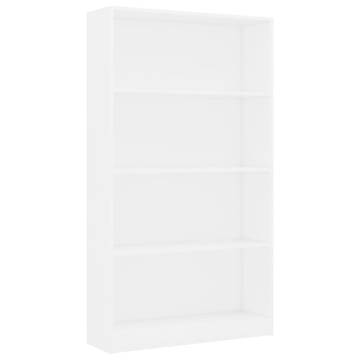 4-Tier White Book Cabinet - Stylish & Durable Storage Solution