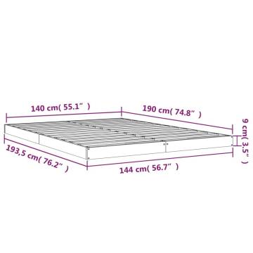 Modern White Bed Frame 140x190 cm - Solid Pine Wood