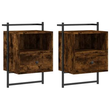 Wall-Mounted Bedside Cabinets - Smoked Oak | Hipo Market