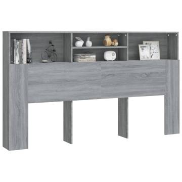 Headboard Cabinet Grey Sonoma - Stylish Bedroom Storage