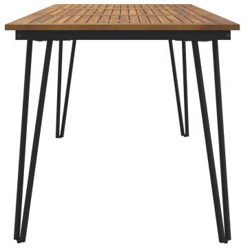 Garden Table with Hairpin Legs - Solid Acacia Wood | HipoMarket