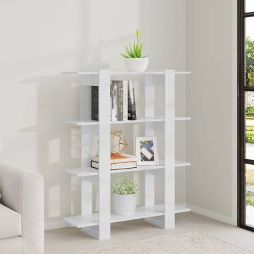 High Gloss White Book Cabinet & Room Divider | 100x30x123.5 cm