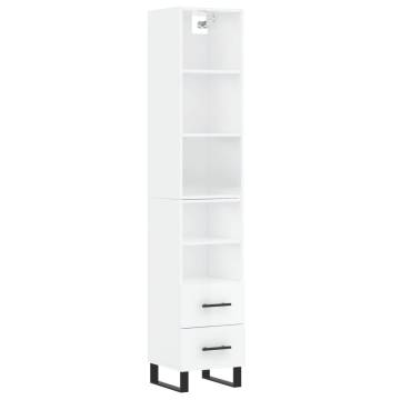 Elegant Highboard High Gloss White | 34.5x34x180 cm