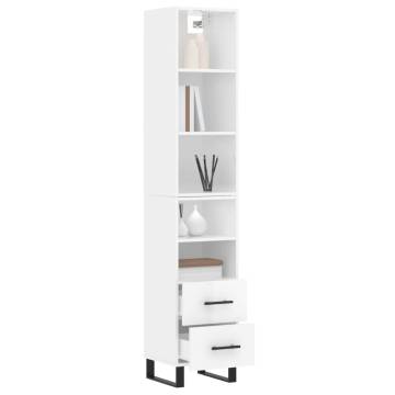 Elegant Highboard High Gloss White | 34.5x34x180 cm