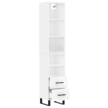 Elegant Highboard High Gloss White | 34.5x34x180 cm