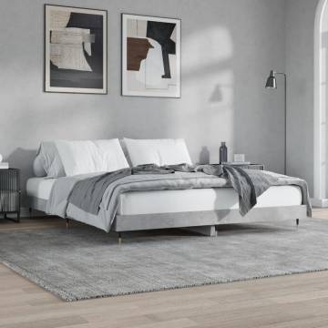 Concrete Grey Bed Frame 200x200 cm - Engineered Wood | HipoMarket