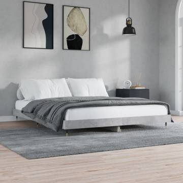 Concrete Grey Bed Frame 200x200 cm - Engineered Wood | HipoMarket