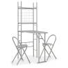 3 Piece Folding Dining Set with Storage Rack MDF and Steel Grey Colour grey and silver Number of 2 