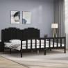 Bed Frame with Headboard Black 200x200 cm Solid Wood Colour black Size 200 x 200 cm 