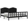 Solid Wood Black Bed Frame & Headboard 200x200 cm | HipoMarket