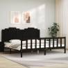 Solid Wood Black Bed Frame & Headboard 200x200 cm | HipoMarket