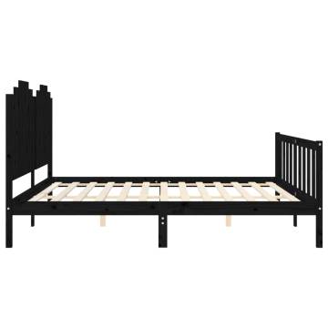 Solid Wood Black Bed Frame & Headboard 200x200 cm | HipoMarket