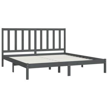 Bed Frame Grey Solid Wood Pine 180x200 cm - Super King Size