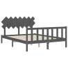 Grey King Size Bed Frame with Headboard - Solid Wood Quality