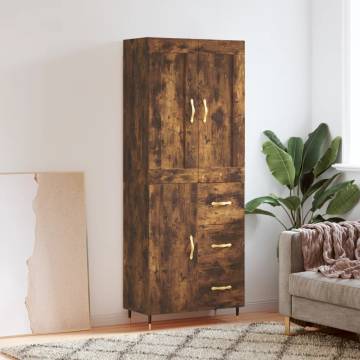 Stylish Highboard in Smoked Oak | 69.5x34x180 cm