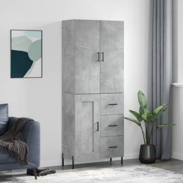 Stylish Highboard Concrete Grey - Durable Engineered Wood