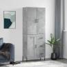 Highboard Concrete Grey 69.5x34x180 cm Engineered Wood Colour concrete grey Quantity in Package 1 Model 1 wood door 3 drawers 