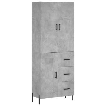 Stylish Highboard Concrete Grey - Durable Engineered Wood