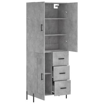 Stylish Highboard Concrete Grey - Durable Engineered Wood