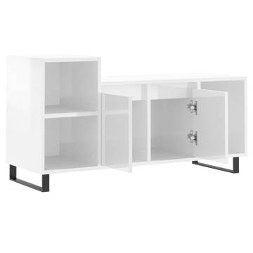 Stylish High Gloss White TV Cabinet - 100x35x55 cm