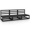 Garden Middle Sofas 3 pcs Black Solid Wood Pine | HipoMarket