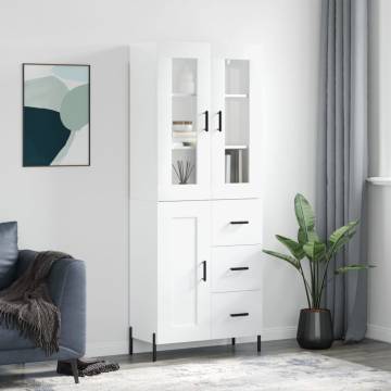 Elegant Highboard High Gloss White - 69.5x34x180 cm