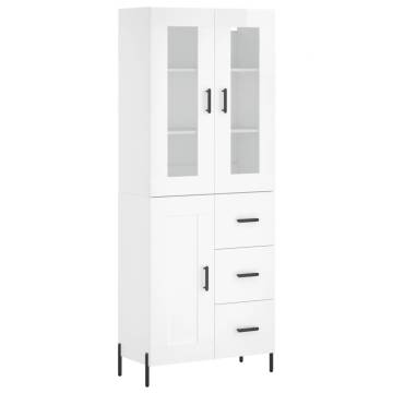 Elegant Highboard High Gloss White - 69.5x34x180 cm