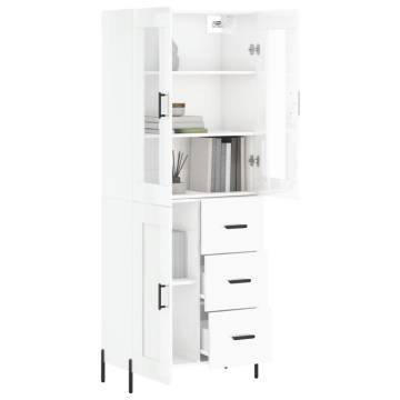 Elegant Highboard High Gloss White - 69.5x34x180 cm