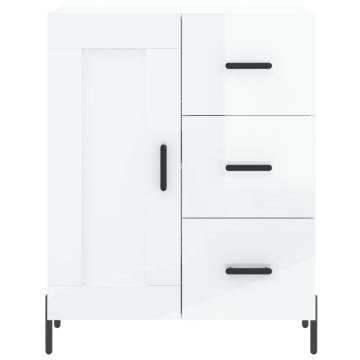 Elegant Highboard High Gloss White - 69.5x34x180 cm