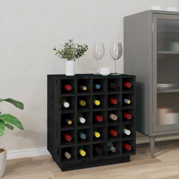 Trendy Black Wine Cabinet | Solid Pine Wood - 55.5x34x61 cm