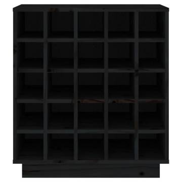 Trendy Black Wine Cabinet | Solid Pine Wood - 55.5x34x61 cm