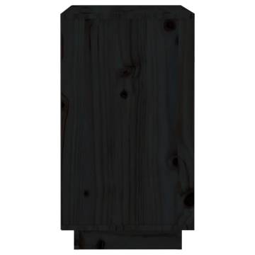 Trendy Black Wine Cabinet | Solid Pine Wood - 55.5x34x61 cm