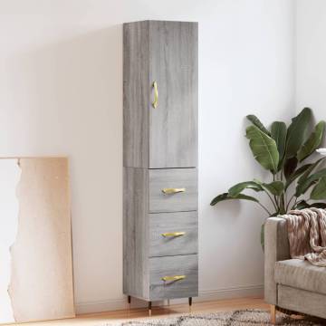 Stylish Highboard Grey Sonoma - 34.5x34x180 cm | HipoMarket