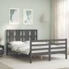 Bed Frame with Headboard Grey 140x190 cm Solid Wood Colour grey Size 140 x 190 cm 