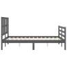 Grey Bed Frame with Headboard - Solid Pine Wood 140x190 cm