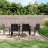 7 Piece Garden Dining Set Black Textilene and Steel Size 160 cm table length Number of 6 