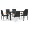 7 Piece Garden Dining Set - Black Textilene & Steel