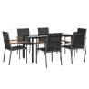 7 Piece Garden Dining Set - Black Textilene & Steel