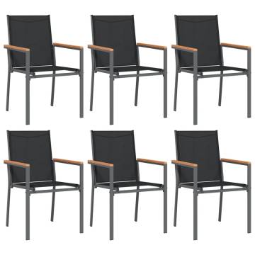 7 Piece Garden Dining Set - Black Textilene & Steel