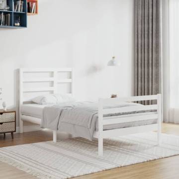 White Solid Wood Bed Frame 100x200 cm | Hipomarket