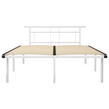 Elegant White Metal Bed Frame 140x200 cm | HipoMarket UK