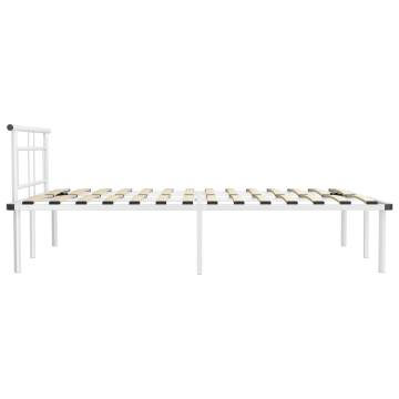 Elegant White Metal Bed Frame 140x200 cm | HipoMarket UK