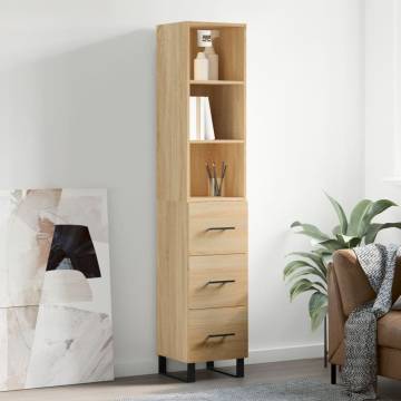 Stylish Highboard in Sonoma Oak - 34.5x34x180 cm