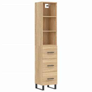 Stylish Highboard in Sonoma Oak - 34.5x34x180 cm