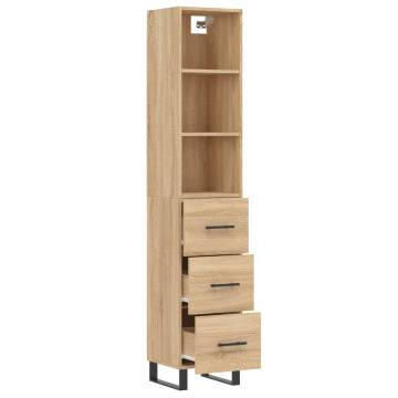 Stylish Highboard in Sonoma Oak - 34.5x34x180 cm