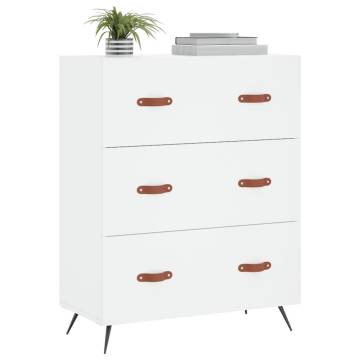 Stylish White Chest of Drawers - 69.5x34x90 cm Engineered Wood