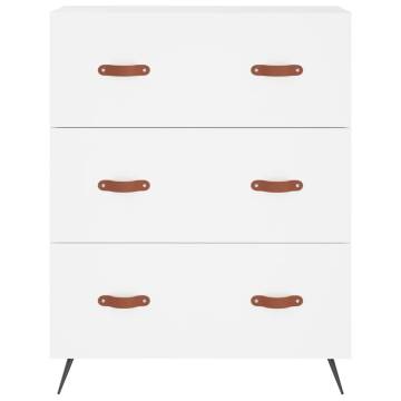 Stylish White Chest of Drawers - 69.5x34x90 cm Engineered Wood